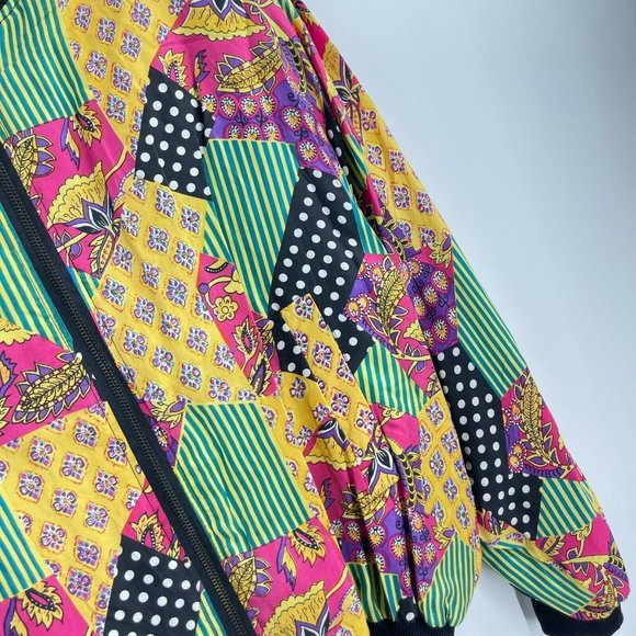 Vintage Carol Horn Workshop Bomber Jacket Multicolor Zip Up Long Sleeve Size S - Picture 2 of 5